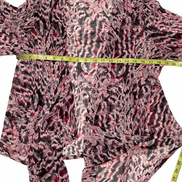 I.n Studio Sheer Pink Animal Print Drapey Open Front Cardigan Sweater - Picture 7 of 11